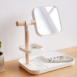 Desktop Cosmetics Storage Box With Mirror Dressing Table Finishing Rack