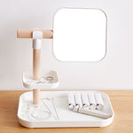 Desktop Cosmetics Storage Box With Mirror Dressing Table Finishing Rack