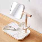Desktop Cosmetics Storage Box With Mirror Dressing Table Finishing Rack