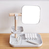 Desktop Cosmetics Storage Box With Mirror Dressing Table Finishing Rack