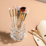 9 Beige Makeup Brushes Synthetic Fluff Beauty Tools